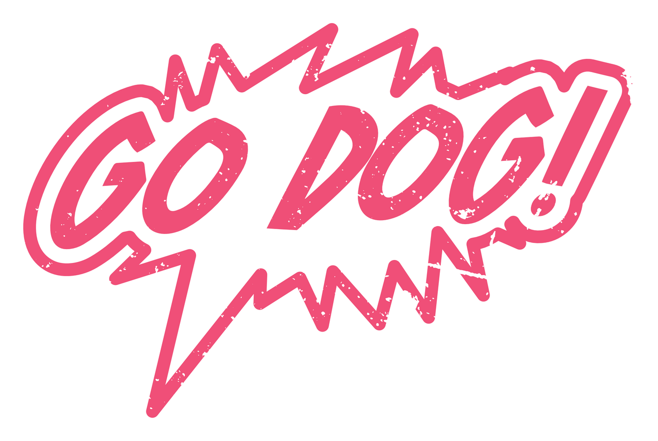 GO DOG! - Text logo.