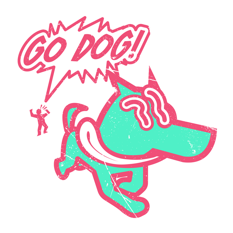 GO DOG! - Full size logo with the mascot.